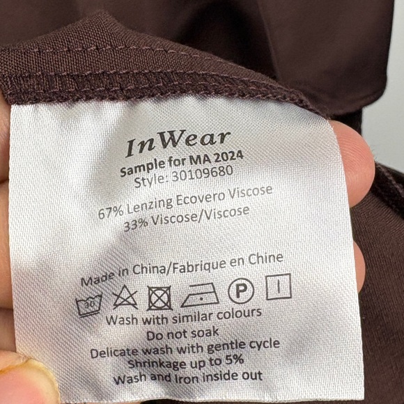 NWT Inwear Brown Satin Eyelet Midi Dress - Picture 6 of 10